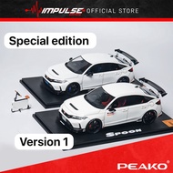 Peako 1:18 Civic Type-R FL5 Spoon PEA18-FL5-SPWV1: White V1 / PEA18-FL5-SPWSE: White Special Edition