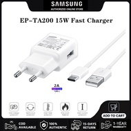 หัวชาร์จ Samsung Adapter หัวชาร์จเร็ว15W ะแดปเตอร์เดินทางซัมซุง ชุดชาร์จFast Charging EP-TA200 Wall Chargers With สายชาร์จ2A Type C สำหรับ S10 S20 S21 S22 Ultra A90 A80 A71 A70