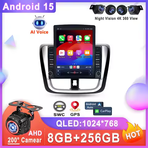 9.7" Android 15 For Toyota Vios Yaris L 2016 - 2019 Car Radio Multimedia Video Player Navigation ste