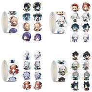 500Pcs/Set Game Cartoon Genshin Impact Stickers Cute Zhongli Xiao Yae Miko Raiden Shogun Nahida Kamisato Ayaka Wanderer Sticker Circle Kids Toy Stickers Gift