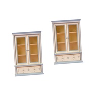 2 Pcs Dollhouse Bookshelf Cabinet Model Furniture Wooden Book Shelf Wood Storage Cabinet Dollhouse C