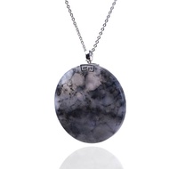 冰烏雞翡翠無事圓牌項鍊 18K金墜頭 | 天然緬甸玉翡翠A貨 | 送禮