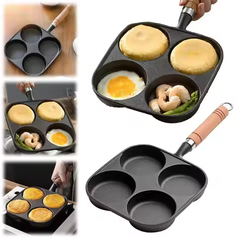 4-Hole Egg Frying Pan Nonstick Cookware Steak Pancake Pans Omelet Pan Frying Pot Suitable for Gas St