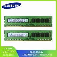 DDR3หน่วยความจำเซิร์ฟเวอร์ Samsung 1/4/8ชิ้น,DDR3L 8GB 1333 1600MHz 1866MHz 14900E PC3-12800E เมโมรี่การ์ด10600E หน่วยความจำ ECC 1.35/1.5V รับประกัน3ปี