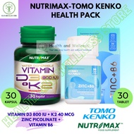 Nutrimax Vitamin D3 K2 D3 800 IU K2 40 Mcg Tomo Kenko Zinc B6 Tablet Package
