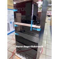 PROMO Kulkas Polytron Belleza Jumbo PRW 23 MNX Tempered Glass Door Kulkas 2 Pintu Tanpa Bunga Es