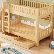 {SG Sales} Double Decker Bed Frame Double Bed Loft Bed Solid Wood Bunk Bed Bed Bunk Bed Height-Adjustable Bed Adult Small Apartment Two-Layer Bunk Wooden Bed Children's Bed