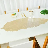 PVC Waterproof Gold leaf Table runner simulated plant hollow table mat Nordic decorative Table runne