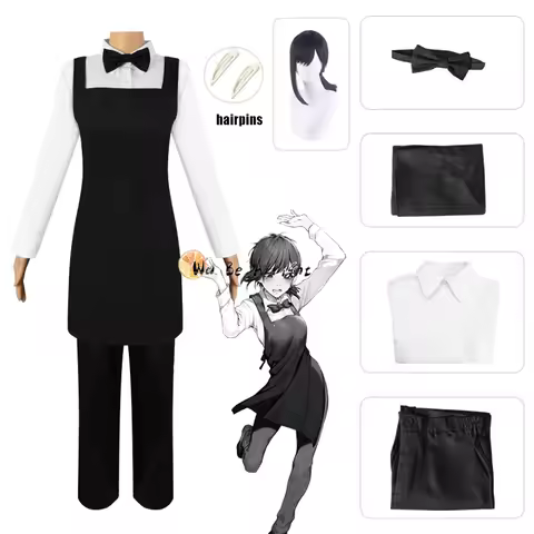 Chainsaw Man Higashiyama Kobeni Anime Cosplay Costume Wig Black Waiter Uniform Dress Hairpins Devil 
