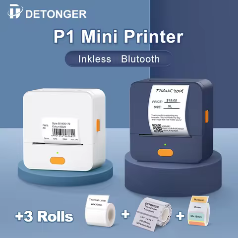 DETONGER P1 Mini Portable Thermal Label Printer Wireless Inkless Pocket Sticker Printer