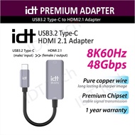 IDT Type C USB-C to HDMI 2.1 Adapter Support 8K@60Hz Thunderbolt 3/4 to HDMI support MacBook Laptop