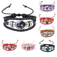 Bracelet Character Adjustable Crystal Gem Inlaid Cowhide Bracelet Beaded Braided Bracelet AD528 #.