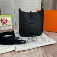 Hermes Mini Evelyne 16  黑色 銀扣