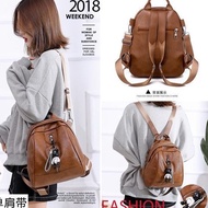 GANTUNGAN BJ27032 (WITHOUT HANGERS) - BLACK/BROWN - BACKPACK BACKPACK BAG COLLEGE SCHOOL BAG WOMEN'S