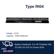(ส่งฟรี ประกัน 1 ปี) แบตเตอรี่ โน๊ตบุ๊ค Compatible RI04 with HP ProBook 450 G3 455 G3 470 G3 Series 