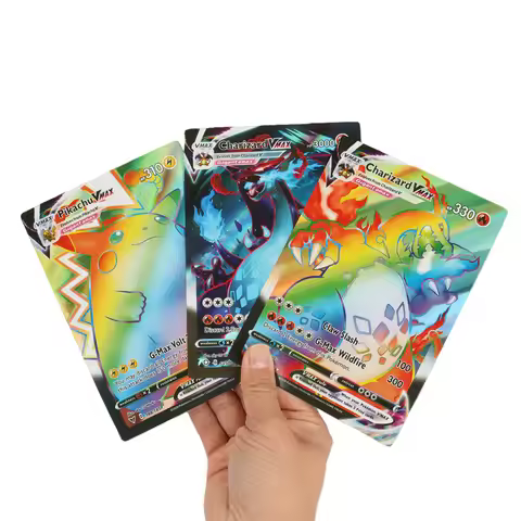 12Pcs large size Pokemon Cards Flash Pikachu Charizard Vmax Arceus Vstar Game Collection Cards