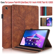 For Lenovo Tab K10 (2nd Gen) 10.1 inch / K10C Tab 10.1 2025 Fashion 3D Tree With Wallet Card Pen Slo