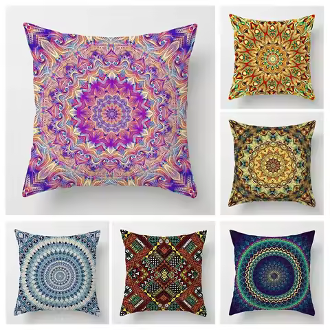 Fall home decor autumn living room throw pillow cover sofa boho Cushion cover mandala 45x45cm 45*45 