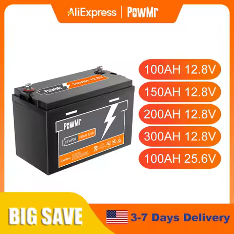 PowMr 100AH 150AH 200AH 300AH Lifepo4 Battery 12V 24V Battery Packs Solar Lithium Battery Rechargeab