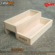 2-tier Wooden tray | 30x24x4 cm | Unique kitchen spice tray