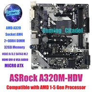 Used ASRock A320M-HDV DDR4 MATX AM4 Motherboard Compatible with AMD 1-5 Gen Processors with IO Shiel