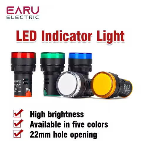 Indicator Signal Lamp Light AD16-22DS 22mm Panel Mount AC/DC 12V 24V 110V 220V 380V Red Green Yellow
