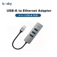 Kosky KS-UA113A | USB 3.0 to Ethernet Adapter | USB HUB | 3-Port USB 3.0 Hub | RJ45 10/100/1000 Giga