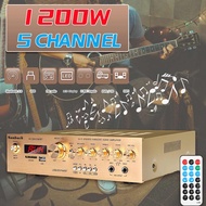 Sunbuck 1200W Power Amplifier Home Theater 5 Channel LED Digital Bluetooth Amplifiers Karaoke FM HiFi Stereo Home Cinema