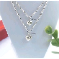925 Sterling Silver Necklace For Women Fashion Jewellery Rantai  Leher Silver +Loket Perempuan
