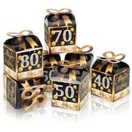 10pcs Black Birthday Party Gift Boxes, Including 40th, 50th, 60th, 70th And 80th Anniversary Commemo