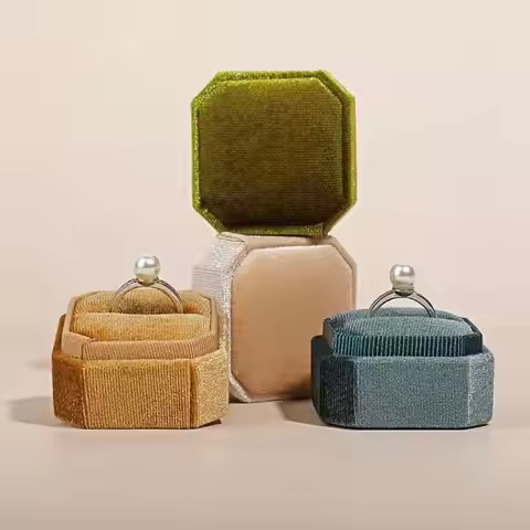 Wholesale Octagonal Jewelry Packaging Box in Velvet Round For Ring Necklace boxes Large Size 5cm*5cm