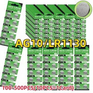 100-500PCS AG10 LR1130 SR54 389 189 SR1130 D189 LR54 Button Batteries G10A SR1130SW Cell Coin Watch 