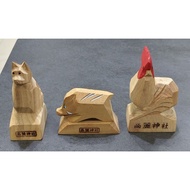 Three ZODIAC carved wooden items, DOG, PIG AND ROOSTER
