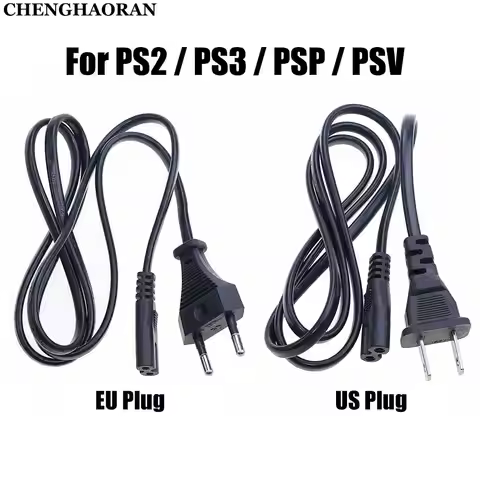 EU US Plug Power Supply Cable IEC C7 AC Power Electric Extension Cord For TV PSP PS2 PS3 PS4 Charger