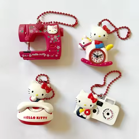 4PCS Kawaii Sewing Machine Hello Kitty Pendant Japanese Girl Camera Model Hello Kitty Pendant Orname