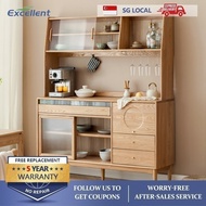 Z1 SSL Kitchen Cabinet Storage Cabinet Wooden Solid Wood Dining Household Cupboard Ash Simple Tea New Large Capacity JP