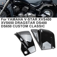 2PCS Motorcycle Black Chrome Battery Side Fairing Cover Fit For Yamaha V-Star XVS400 XVS650 Dragstar