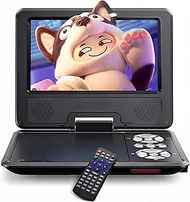 WOLFANG 9.5" Portable DVD Player for Kids and Car Travel with 7.5" HD Swivel Screen, 4-6 Hours Batte