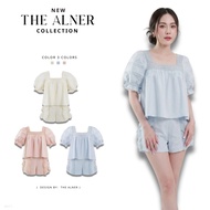 Thealner-AN511 (Square Neck Shirt Set Doll Sleeves Shorts)