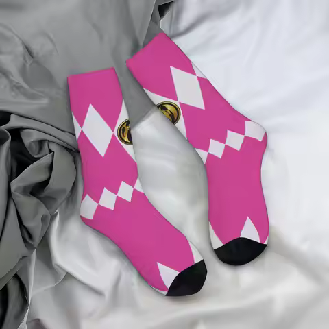 Retro Power R-Ranger TV Shows Sports Socks Polyester Middle Tube Socks for Unisex Sweat Absorbing