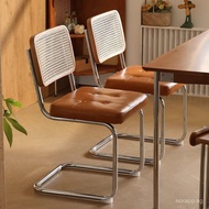 Vintage Rattan Dining Chair High - Quality High - End Metal Legs Rust - Proof Easy to Clean Load - B