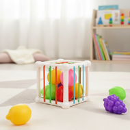 Montessori,  Kubus Pengisih Bentuk Deria Montessori dengan Buah untuk Hadiah Krismas Kanak-Kanak Bay