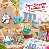 Singapore Style Acrylic Keychain（set of 2） – Merlion HDB Shophouse Kopitiam Kaya Toast Eggs Coffee F