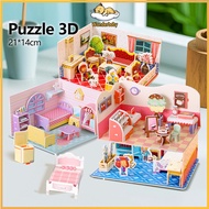 Wonderbaby Puzzle 3D Rumah DIY 3D House Puzzle  Creative Play   House Interior Kids Educational Toy