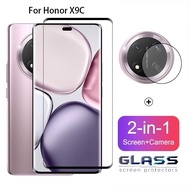 2 In 1 Honor X9C 5G Tempered Glass Full Cover Screen Protector Glass Film Camera Lens Film Protector