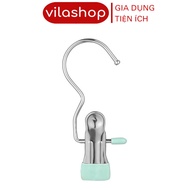 Clothes Clip Hook, Stainless Steel Single Clip To Hang Clothes Socks With Anti-Wind, Anti-Slip Buckle With 1 Plastic Clip