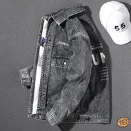 【Ready Stock】jaket jeans lelaki bomber jacket men Black gray denim coat men autumn new trend handsom