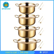 [Almencla1] Korean Ramen Cooking Pot Noodles Pot Household Double Handle Multifunction Pot Instant Noodles Pot for Backyard