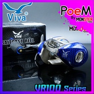 รอกหยดน้ำ VIVA Baitcast Reel VR100 หมุนขวา (ลายแคฟล่าแดง/น้ำเงิน/ดำ)