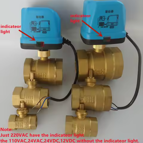 AC220V 110V 24V DC24V 12V Electric actuator motorized brass ball valve 2 way 3 wire 2 Control valve 